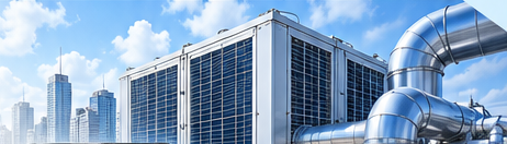 Rooftop HVAC equipment and ductwork