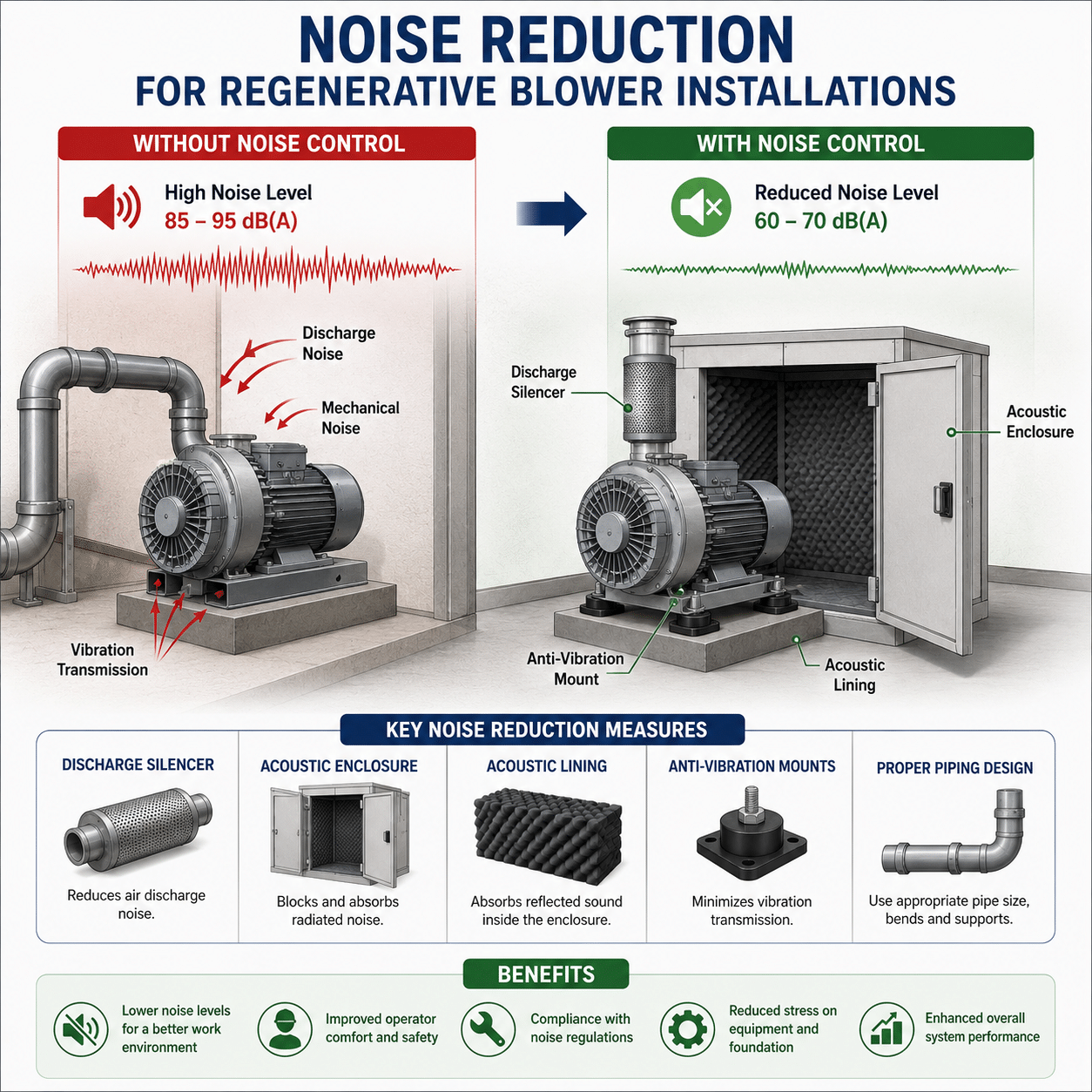Noise Reduction Strategies for Regenerative Blower Installations